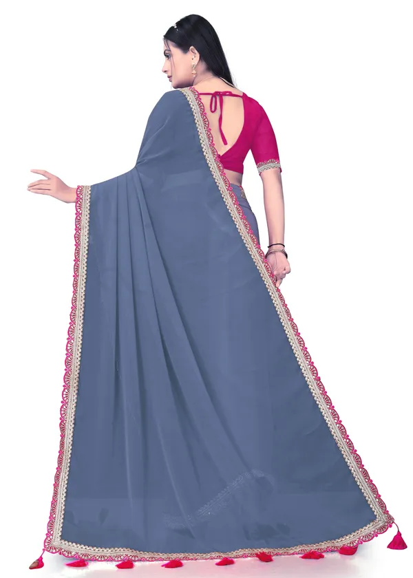 Fashion_Day_Solid/Plain_Bollywood_Georgette_Saree_(Grey)
