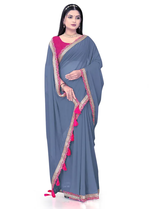 Fashion_Day_Solid/Plain_Bollywood_Georgette_Saree_(Grey)
