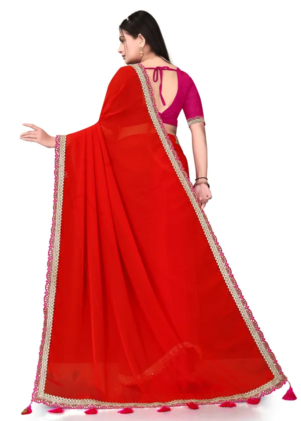 Fashion_Day_Solid/Plain_Bollywood_Georgette_Saree_(Red)