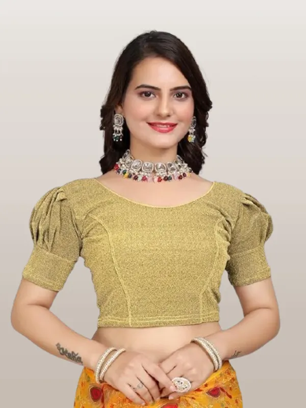 Beige_Premium_Sanket_Synthetics_Round_Neck_Blouse_For_Women