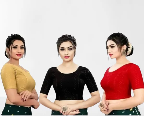 Multicolor_Premium_Radha_Round_Neck_Blouse_For_Women_Pack_Of_3