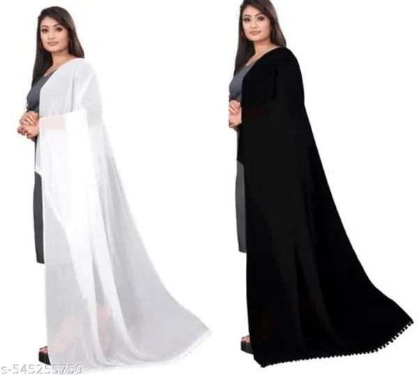 White_And_Black_Premium_Ciffon_Dupatta_Combo_For_Women_Pack_Of_2