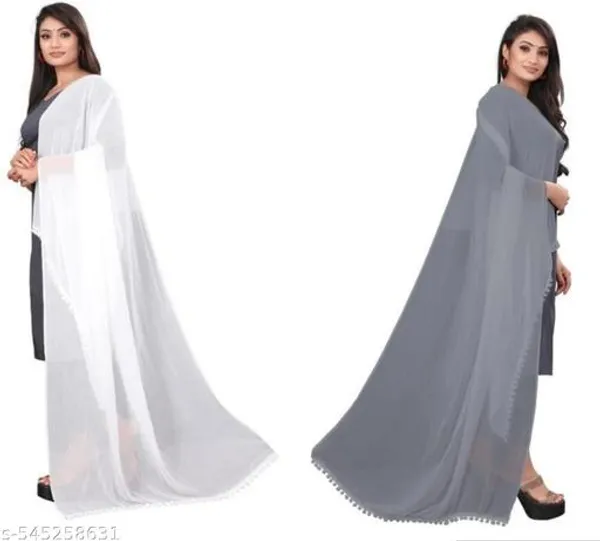 White_And_Grey_Premium_Ciffon_Dupatta_Combo_For_Women_Pack_Of_2
