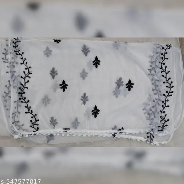 White_Premium_Ciffon_Embroiderd_Dupatta_For_Women