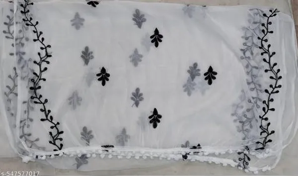 White_Premium_Ciffon_Embroiderd_Dupatta_For_Women