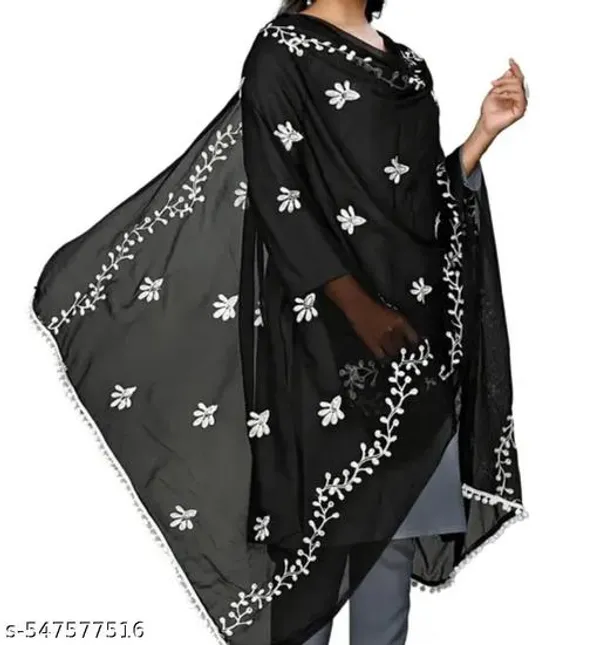 Black_Premium_Ciffon_Embroiderd_Dupatta_For_Women