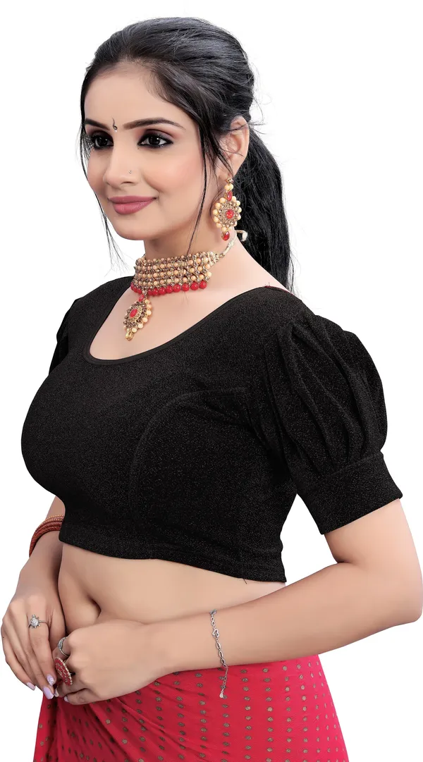 Black_Premium_Chandan_Tex_Fab_Round_Neck_Blouse_For_Women