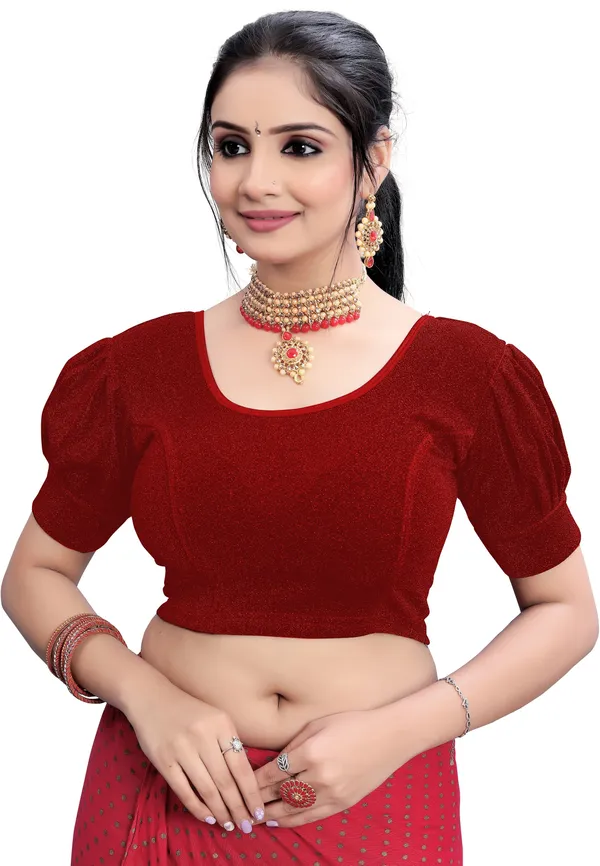 Maroon_Premium_Chandan_Tex_Fab_Round_Neck_Blouse_For_Women