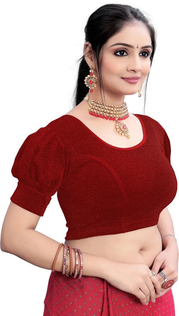 Maroon_Premium_Chandan_Tex_Fab_Round_Neck_Blouse_For_Women