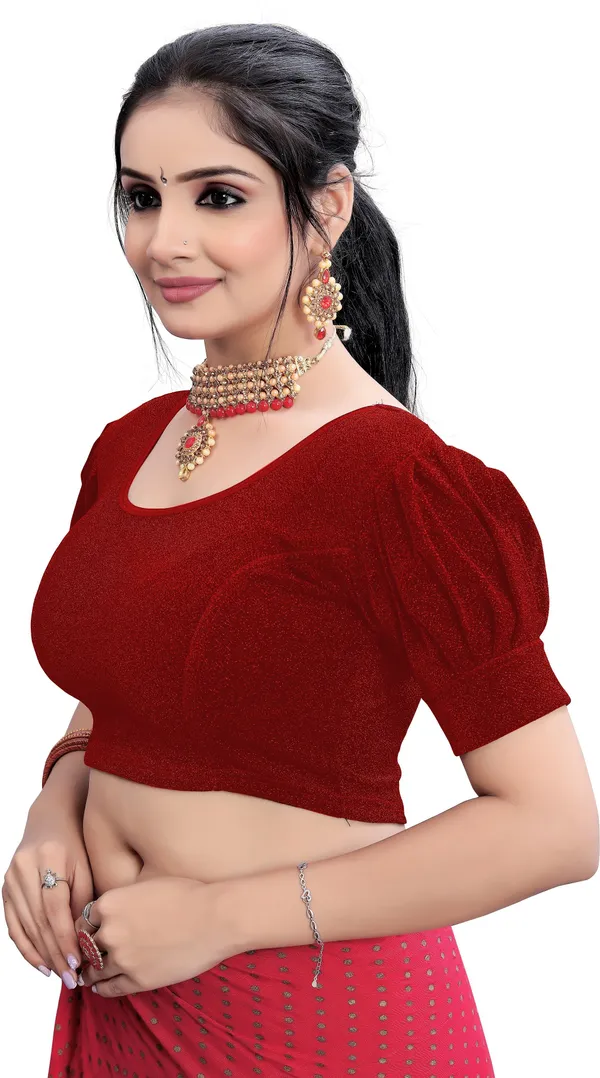 Maroon_Premium_Chandan_Tex_Fab_Round_Neck_Blouse_For_Women