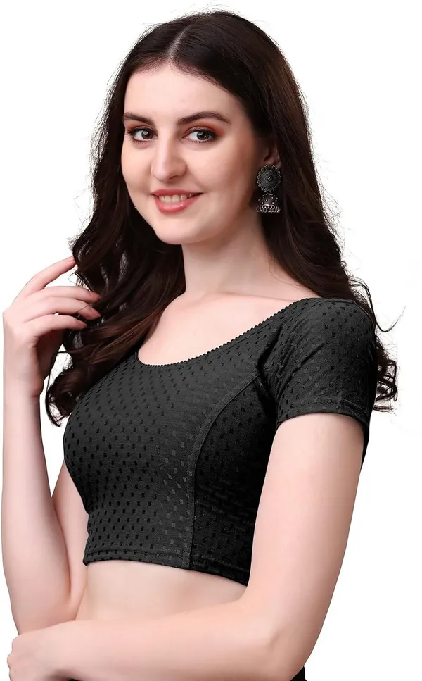Black_Premium_Sarhulgarments_Round_Neck_Blouse_For_Women