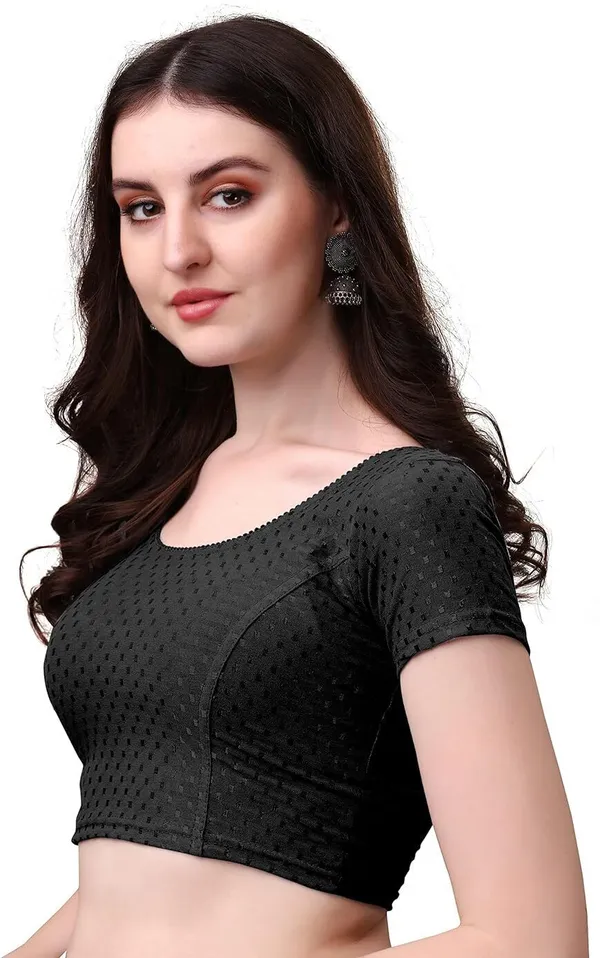 Black_Premium_Sarhulgarments_Round_Neck_Blouse_For_Women