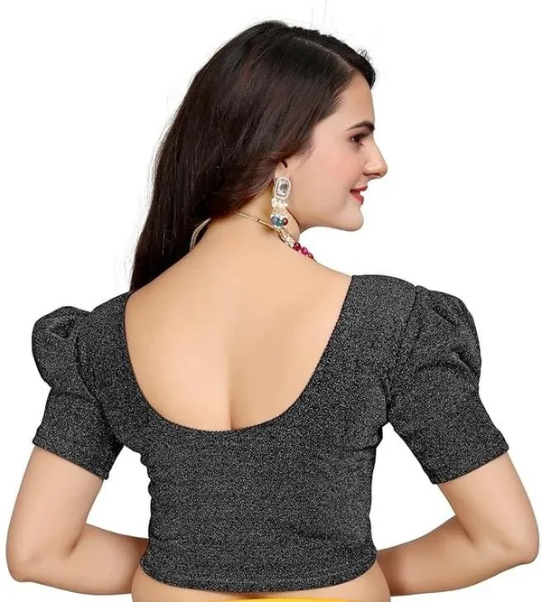 Black_Premium_Sanket_Synthetics_Round_Neck_Blouse_For_Women
