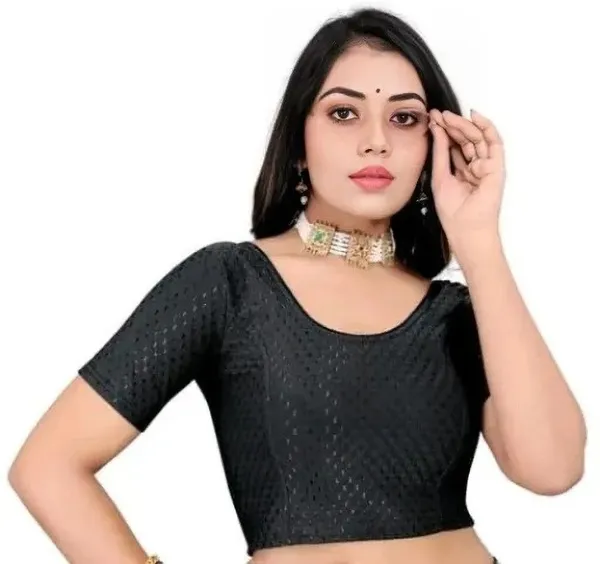 Gold_And_Black_Premium_Pritam_Trendz_Round_Neck_Blouse_For_Women_Pack_Of_2