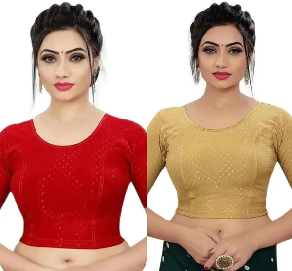 Red_And_Gold_Premium_Ayushtrading_Round_Neck_Blouse_For_Women_Pack_Of_2