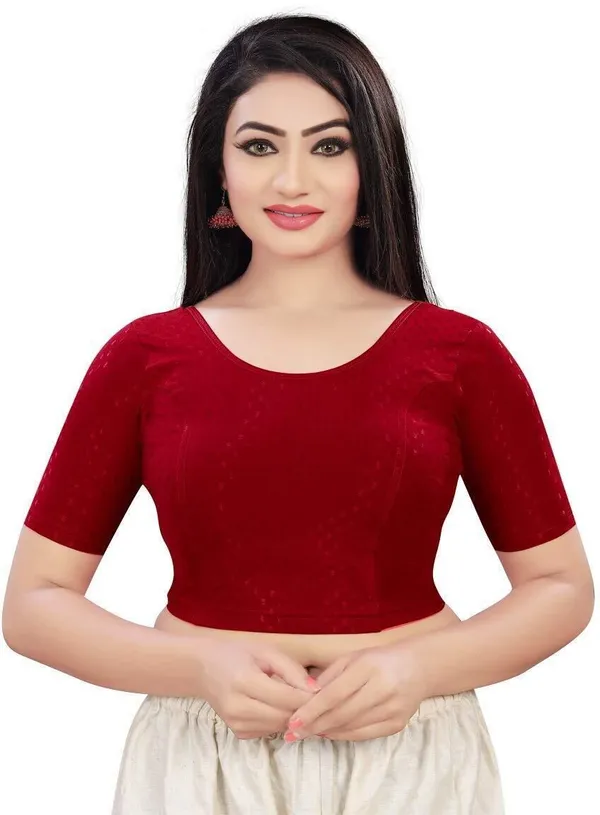 Maroon_Premium_Mayank_Bazaar_Round_Neck_Blouse_For_Women