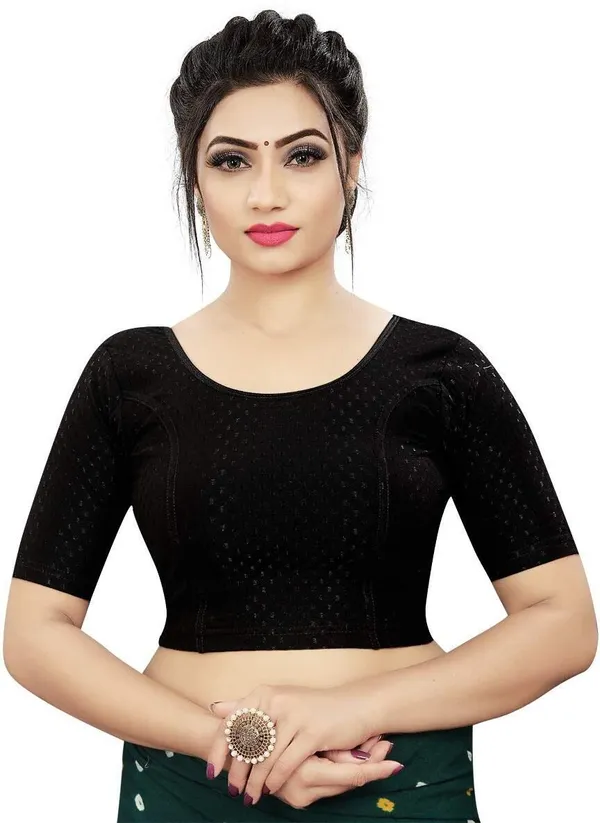 Black_Premium_Mayank_Bazaar_Round_Neck_Blouse_For_Women