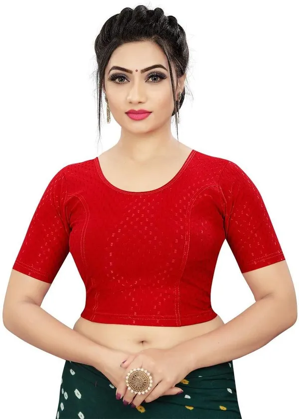 Red_Premium_Mayank_Bazaar_Round_Neck_Blouse_For_Women