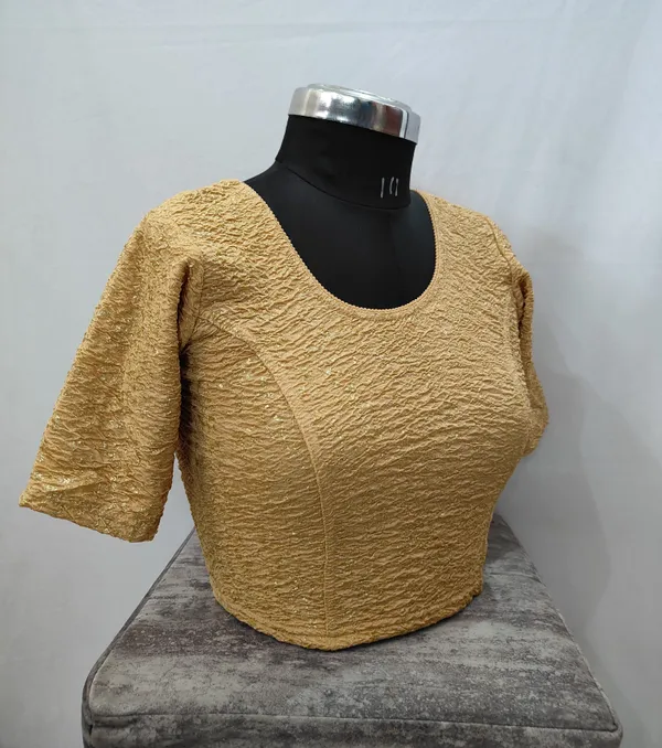 Beige_Premium_Ladieschoice_Round_Neck_Blouse_For_Women