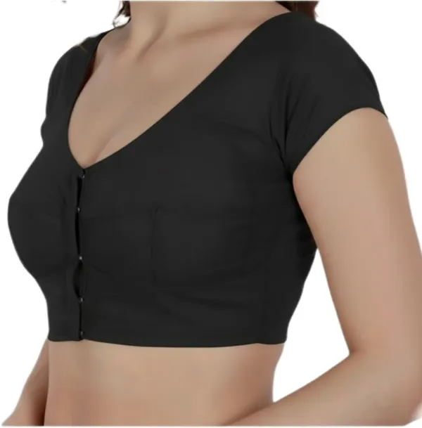 Black_Premium_Weave_Wear_U_Neck_Blouse_For_Women