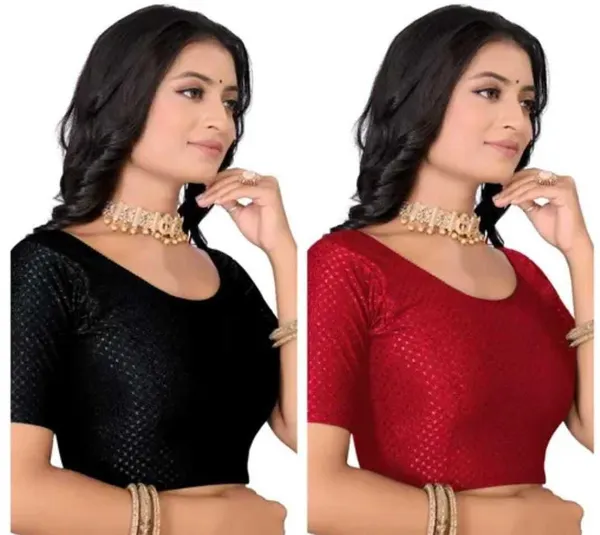 Black_And_Maroon_Premium_Solakiblause_Round_Neck_Blouse_For_Women_Pack_Of_2