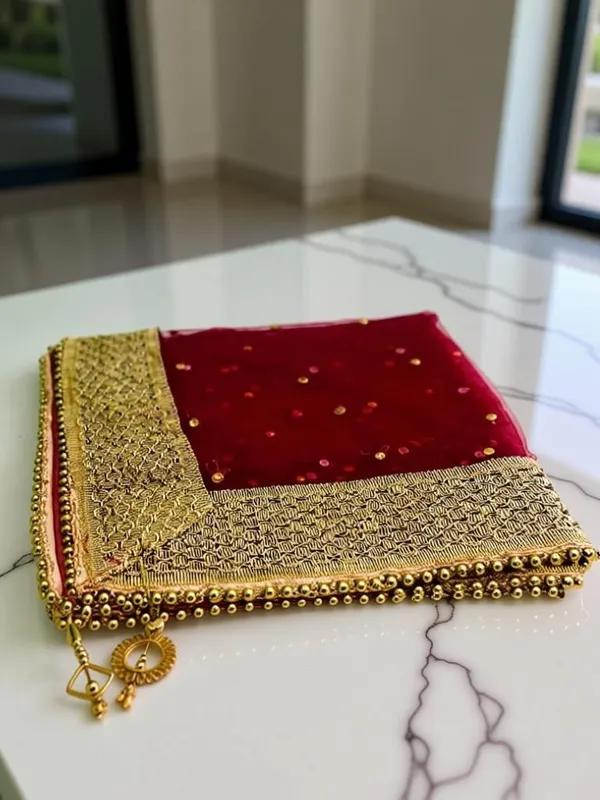 Maroon_Premium_Net_Self_Design_For_Women
