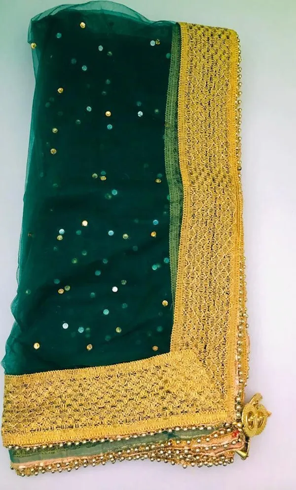 Dark_Green_Premium_Net_Self_Design_For_Women