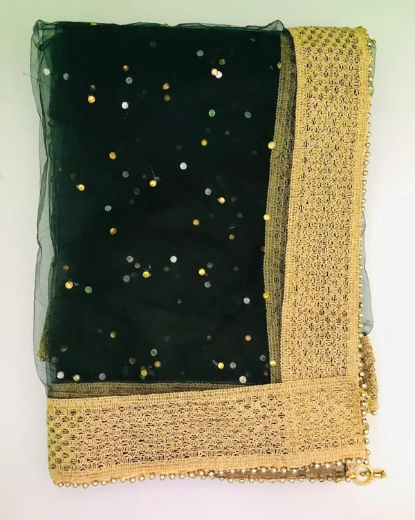 Dark_Green_Premium_Net_Self_Design_For_Women