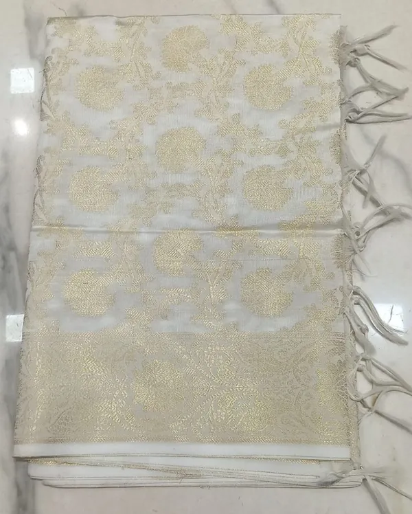 White_And_Gold_Premium_Crazy_Attires_Pure_Silk_For_Women