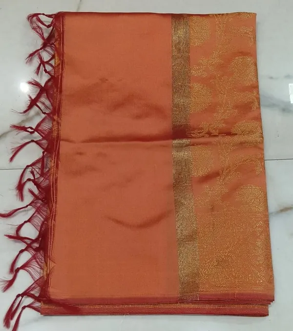 Peach_Premium_Crazy_Attires_Pure_Silk_For_Women