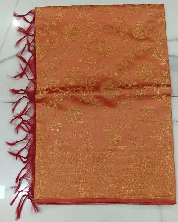 Peach_Premium_Crazy_Attires_Pure_Silk_For_Women
