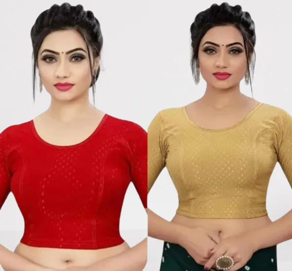 Red_And_Gold_Premium_Ayushtrading_Round_Neck_Blouse_For_Women_Pack_Of_2