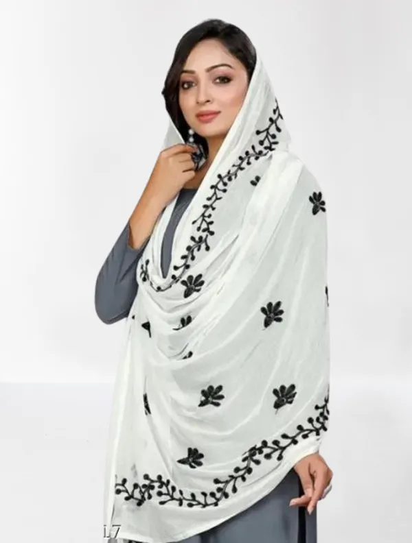 White_Premium_Ciffon_Embroiderd_Dupatta_For_Women