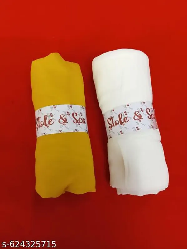 Mustard_And_White_Premium_Georgette_Stole_For_Women