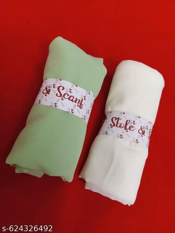 Pista_And_White_Premium_Georgette_Stole_For_Women_Pack_Of_2