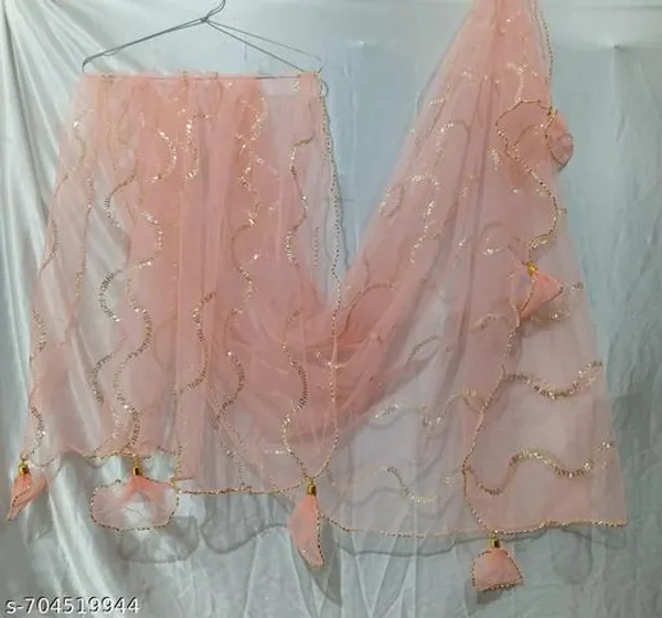 Peach_Premium_Net_Dupatta_For_Women