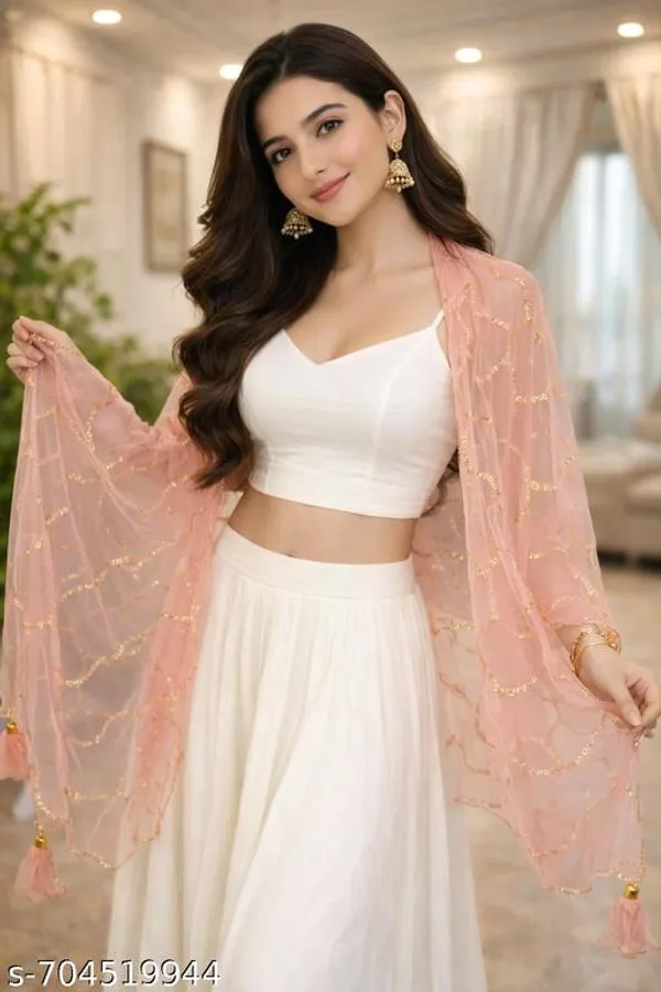 Peach_Premium_Net_Dupatta_For_Women