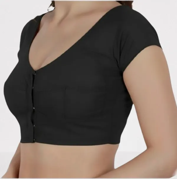 Black_Premium_Weave_Wear_U_Neck_Blouse_For_Women