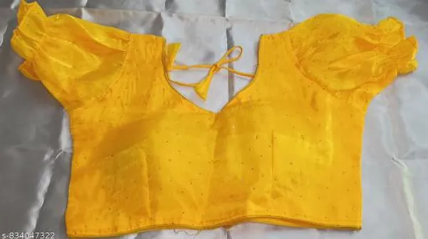 Yellow_Premium_Organza_Blouse_For_Women