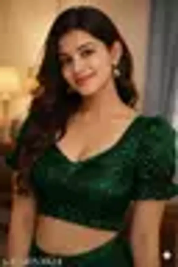 Green_Premium_Organza_Blouse_For_Women