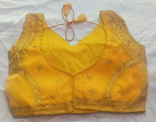 Yellow_Premium_Organza_Blouse_For_Women