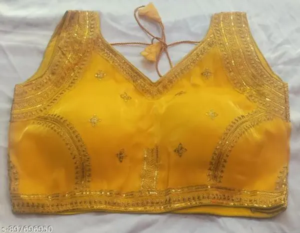 Yellow_Premium_Organza_Blouse_For_Women