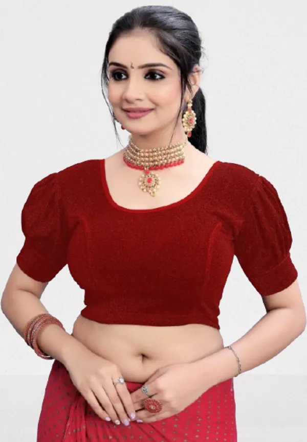 Maroon_Premium_Chandan_Tex_Fab_Round_Neck_Blouse_For_Women