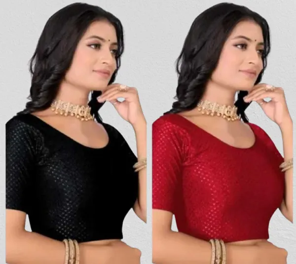 Black_And_Maroon_Premium_Solakiblause_Round_Neck_Blouse_For_Women_Pack_Of_2