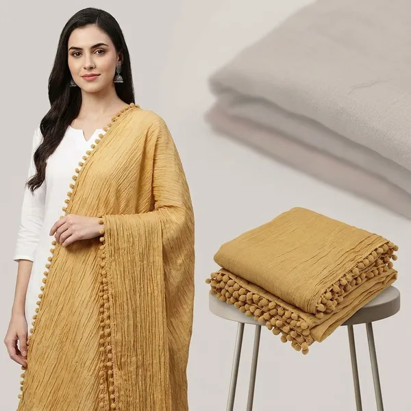 Beige_Premium_Golden_Cotton_Dupatta_For_Women