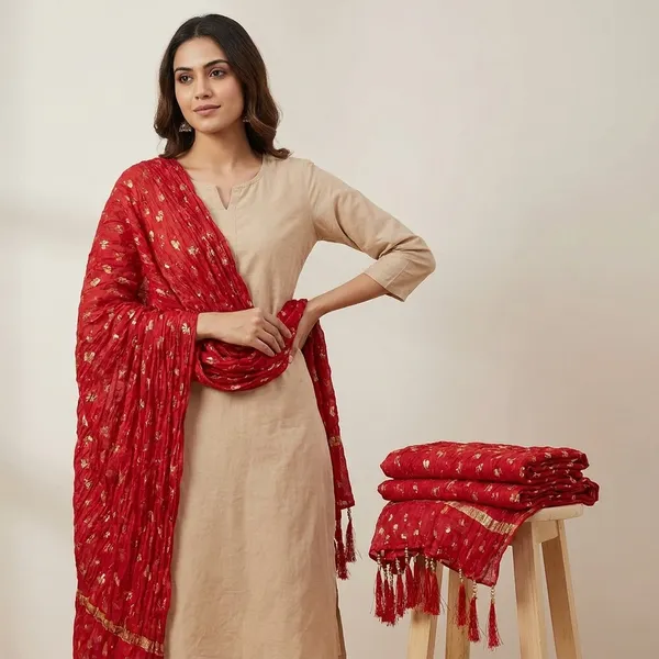 Red_Premium_Silk_Dupatta_For_Women