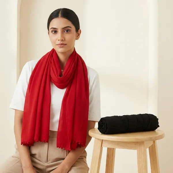 Black_And_Red_Premium_Cotton_Dupatta_For_Women