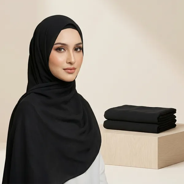 Black_Premium_Georgette_Scarf_For_Women