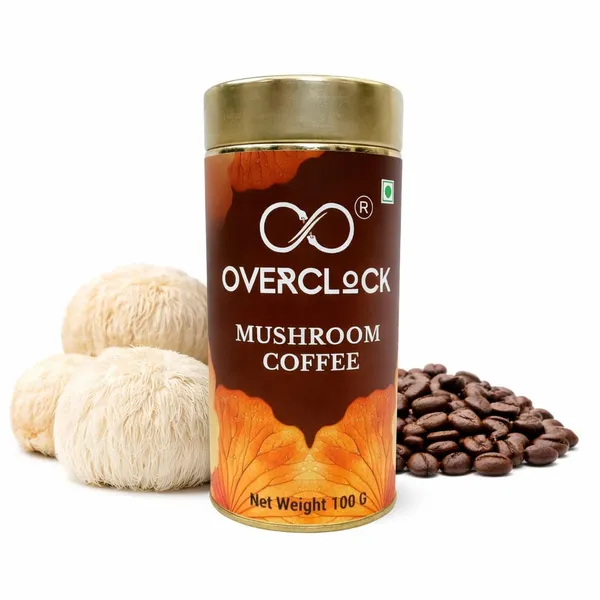 Overclock_Lions_Mane_Mushroom_Coffee_Instant_Ayurvedic_Blend_100_G_And_Overclock_Shilajit_Honey_Sticks_Natural_Energy_Supplement_30_Sticks_Combo