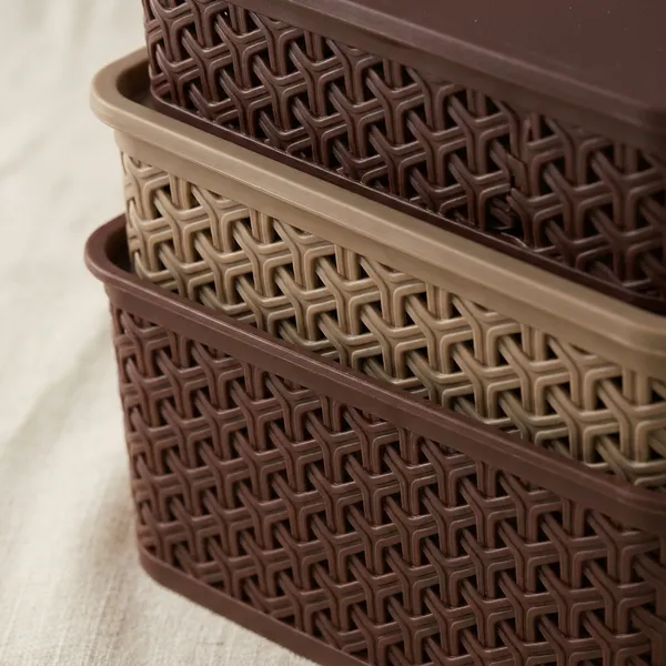 Brown_Multipurpose_Solitaire_Storage_Basket_With_Lid|Strong_Plastic_Material_And_Side_Grip|_Pack_Of_3